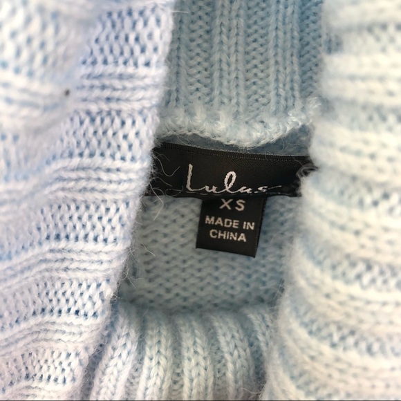 NWT LULU’S Love The Way Light Blue Turtleneck Sweater Dress Cozy Knit XS - Picture 10 of 10